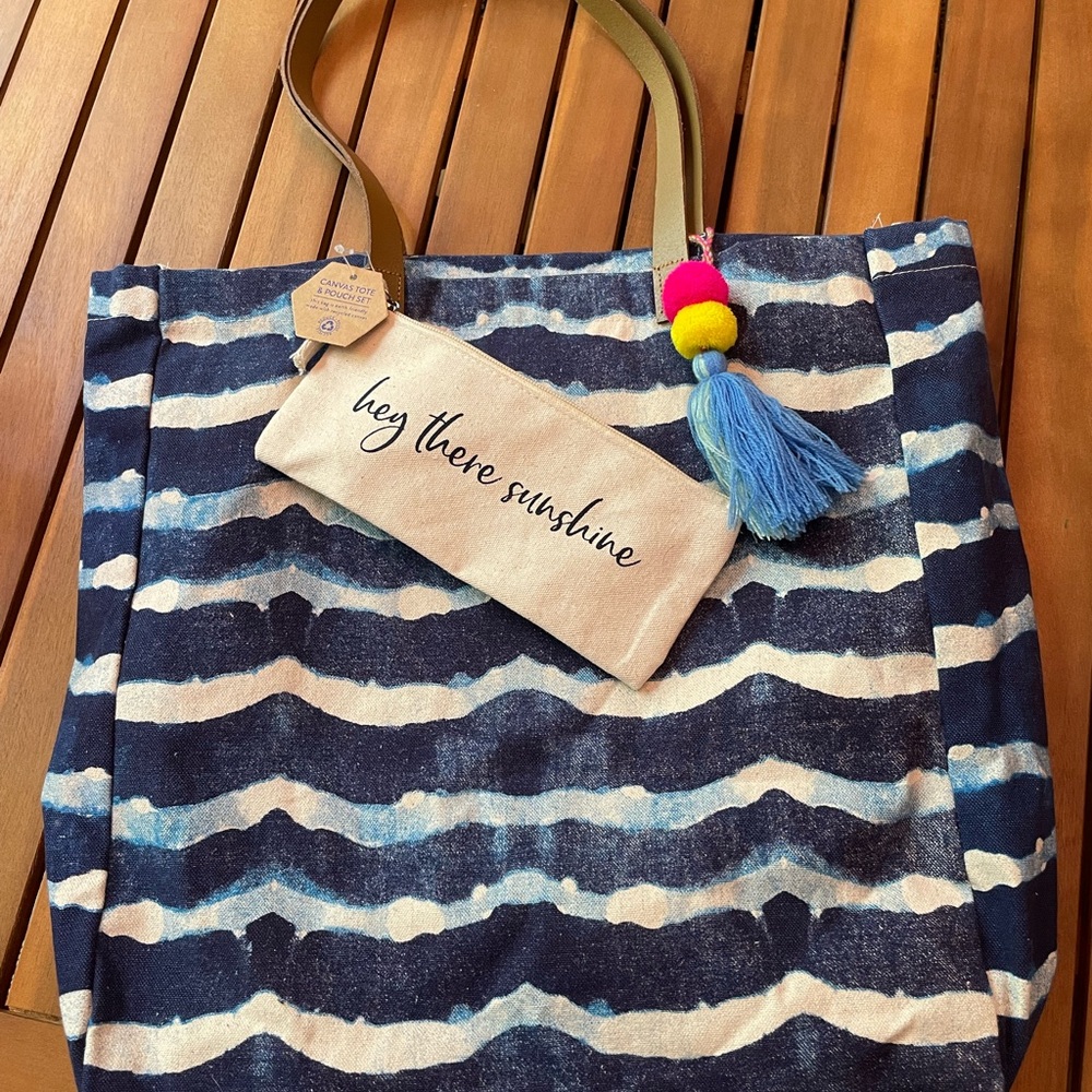 Stylish Blue and White Tote Bag